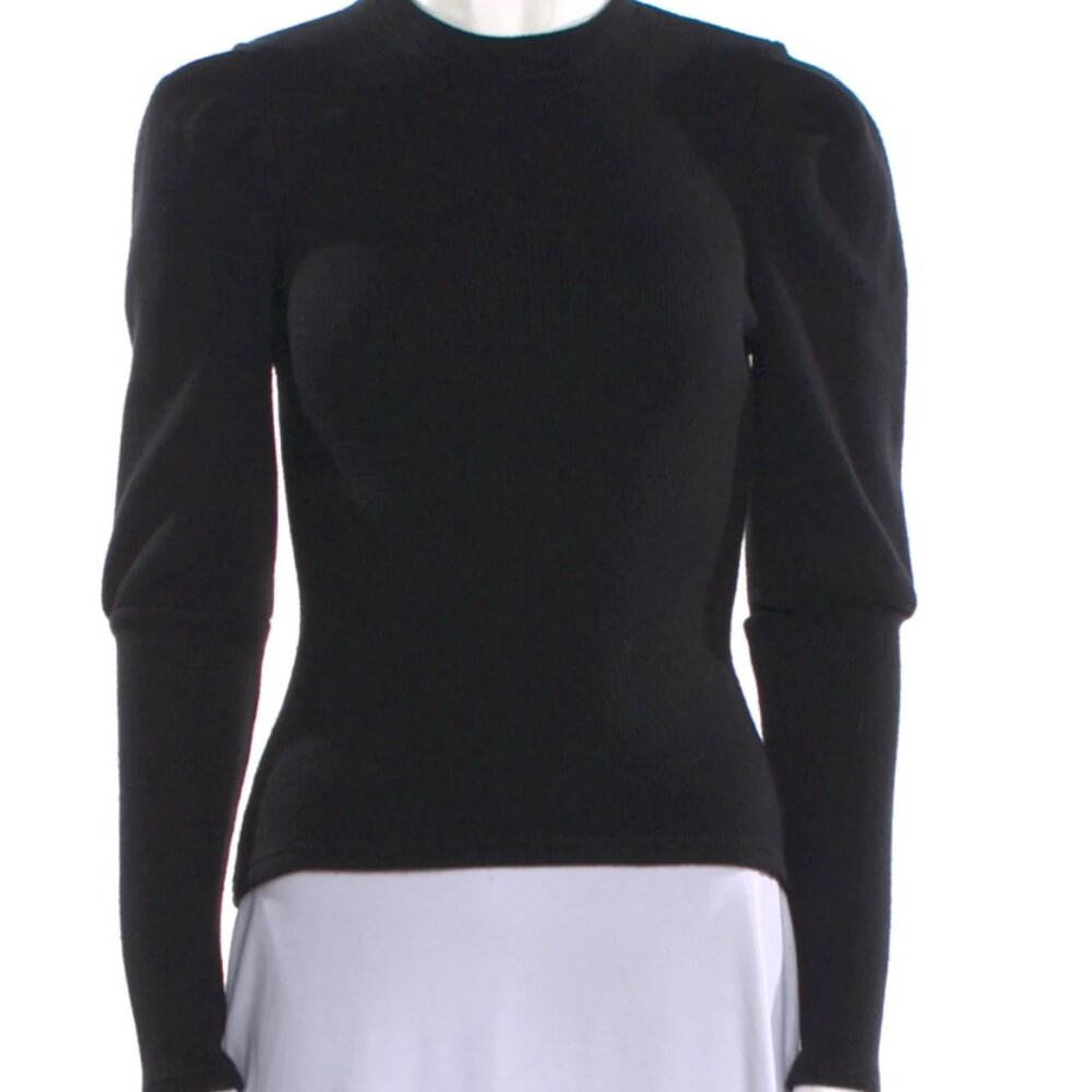 Jonathan Simkhai Black Puff Sleeve Sweater | Size Medium